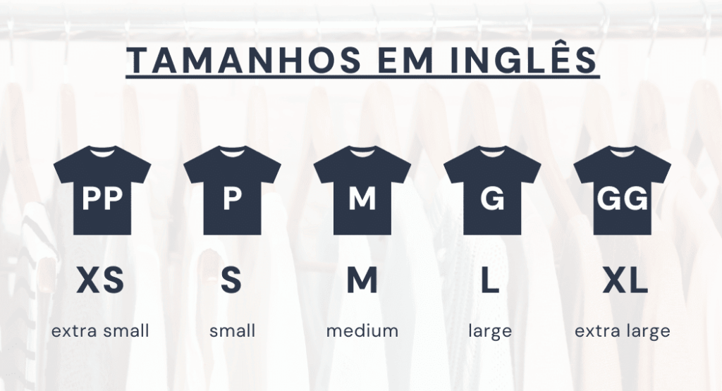 Tamanhos em inglês